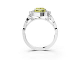 White gold Fancy Yellow Princess  Halo Diamond Engagement Ring with Milgrain Band and Four-Prong Setting_31