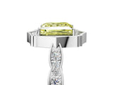 White gold Fancy Yellow Princess  Halo Diamond Engagement Ring with Milgrain Band and Four-Prong Setting_34