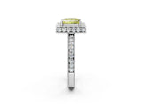 White gold Fancy Yellow Princess  Halo Diamond Engagement Ring with Milgrain Pave Band and Four-Prong Setting_64