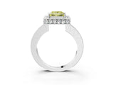 White gold Fancy Yellow Princess  Halo Diamond Engagement Ring with Milgrain Pave Band and Four-Prong Setting_65