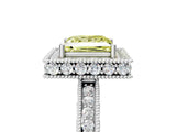 White gold Fancy Yellow Princess  Halo Diamond Engagement Ring with Milgrain Pave Band and Four-Prong Setting_67