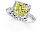 White gold Fancy Yellow Princess  Halo Diamond Engagement Ring with Pavé Band and Four-Prong Setting_94