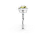 White gold Fancy Yellow Princess  Halo Diamond Engagement Ring with Pavé Band and Four-Prong Setting_95