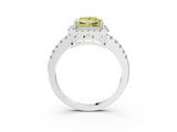 White gold Fancy Yellow Princess  Halo Diamond Engagement Ring with Pavé Band and Four-Prong Setting_96