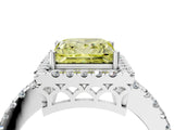 White gold Fancy Yellow Princess  Halo Diamond Engagement Ring with Pavé Band and Four-Prong Setting_97