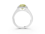 White gold Fancy Yellow Princess  Halo Diamond Engagement Ring with Solitaire Band and Four-Prong Setting_3