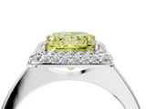 White gold Fancy Yellow Princess  Halo Diamond Engagement Ring with Solitaire Band and Four-Prong Setting_4