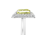 White gold Fancy Yellow Princess  Halo Diamond Engagement Ring with Solitaire Band and Four-Prong Setting_5