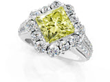 White gold Fancy Yellow Princess  Halo Diamond Engagement Ring with Split Shank and Prong Setting_30