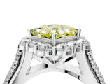 White gold Fancy Yellow Princess  Halo Diamond Engagement Ring with Split Shank and Prong Setting_33