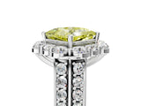 White gold Fancy Yellow Princess  Halo Diamond Engagement Ring with Split Shank and Prong Setting_34