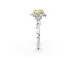 White gold Fancy Yellow Princess  Halo Diamond Engagement Ring with Vintage-Inspired Band and Four-Prong Setting_5
