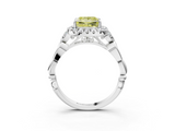 White gold Fancy Yellow Princess  Halo Diamond Engagement Ring with Vintage-Inspired Band and Four-Prong Setting_6