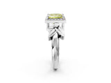 White gold Fancy Yellow Princess  Halo Diamond Floral Band with Four-Prong Setting_37