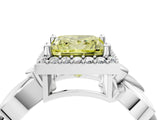 White gold Fancy Yellow Princess  Halo Diamond Floral Band with Four-Prong Setting_39