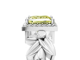 White gold Fancy Yellow Princess  Halo Diamond Floral Band with Four-Prong Setting_40