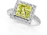 White gold Fancy Yellow Princess  Halo Diamond Pavé Band Ring with Prong Setting_1