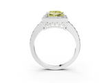 White gold Fancy Yellow Princess  Halo Diamond Pavé Band Ring with Prong Setting_3