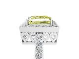 White gold Fancy Yellow Princess  Halo Diamond Pavé Band Ring with Prong Setting_5