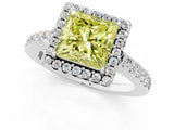 White gold Fancy Yellow Princess  Halo Diamond Pavé Solitaire Ring_34