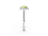 White gold Fancy Yellow Princess  Halo Diamond Pavé Solitaire Ring_35
