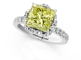 White gold Fancy Yellow Princess  Halo Diamond Pave Band Ring with Four-Prong Setting_16