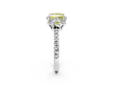 White gold Fancy Yellow Princess  Halo Diamond Pave Band Ring with Four-Prong Setting_17
