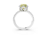 White gold Fancy Yellow Princess  Halo Diamond Pave Band Ring with Four-Prong Setting_18