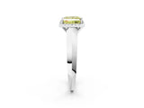 White gold Fancy Yellow Princess  Halo Diamond Ring with Cathedral Band and Four-Prong Setting_32