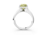 White gold Fancy Yellow Princess  Halo Diamond Ring with Cathedral Band and Four-Prong Setting_33