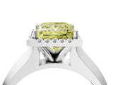 White gold Fancy Yellow Princess  Halo Diamond Ring with Cathedral Band and Four-Prong Setting_33