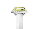 White gold Fancy Yellow Princess  Halo Diamond Ring with Cathedral Band and Four-Prong Setting_35