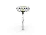 White gold Fancy Yellow Princess  Halo Diamond Ring with Milgrain Edge and Round Prong Setting_37