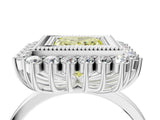 White gold Fancy Yellow Princess  Halo Diamond Ring with Milgrain Edge and Round Prong Setting_39