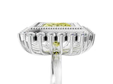 White gold Fancy Yellow Princess  Halo Diamond Ring with Milgrain Edge and Round Prong Setting_40