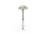 White gold Fancy Yellow Princess  Halo Diamond Ring with Pavé Band and Prong Setting_19