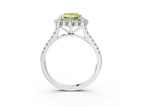 White gold Fancy Yellow Princess  Halo Diamond Ring with Pavé Band and Prong Setting_20
