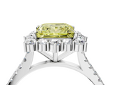 White gold Fancy Yellow Princess  Halo Diamond Ring with Pavé Band and Prong Setting_21