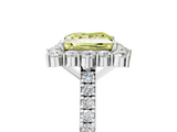 White gold Fancy Yellow Princess  Halo Diamond Ring with Pavé Band and Prong Setting_22