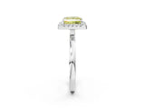 White gold Fancy Yellow Princess  Halo Diamond Solitaire with Pavé Band and Four-Prong Setting_31