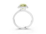 White gold Fancy Yellow Princess  Halo Diamond Solitaire with Pavé Band and Four-Prong Setting_32