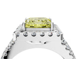 White gold Fancy Yellow Princess  Halo Diamond Split Shank Engagement Ring with Prong Setting_31