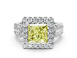 White gold Fancy Yellow Princess  Halo Diamond Split Shank Engagement Ring with Prong Setting_39