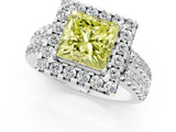 White gold Fancy Yellow Princess  Halo Diamond Split Shank Engagement Ring with Prong Setting_40