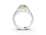 White gold Fancy Yellow Princess  Halo Diamond Split Shank Engagement Ring with Prong Setting_42