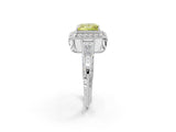 White gold Fancy Yellow Princess  Halo Diamond Split Shank Ring with Milgrain Detail_31