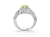 White gold Fancy Yellow Princess  Halo Diamond Split Shank Ring with Milgrain Detail_31