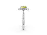 White gold Fancy Yellow Princess  Halo Milgrain Pave Diamond Ring with Four-Prong Setting 2