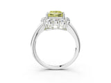White gold Fancy Yellow Princess  Halo Milgrain Solitaire with Bezel Set Side Stones and Pave Band_36