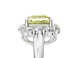 White gold Fancy Yellow Princess  Halo Milgrain Solitaire with Bezel Set Side Stones and Pave Band_38